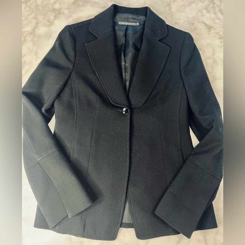 Semi Fitted Black Women's One Button Blazer Jacket